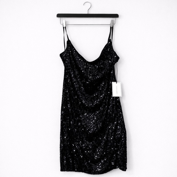 1. State Dresses & Skirts - 1.STATE Black Sequin Mini Dress Size 8 NWT Party Holiday Cocktail Glam